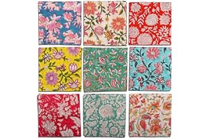DIYANA IMPEX DIYANAIMPEX - 10 servilletas de Tela de algodón con Estampado a Mano, tamaño 40,6 x 40,6 cm, Estampadas, decoración del hogar, Indio, ecológicas, servilletas de Cena (Multicolor)