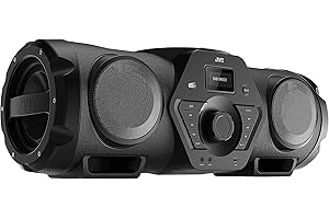 ‎JVC JVC Boomblaster RV-NB300DABBP, 2 x 30 Watt, DAB+, UKW, Bluetooth, CD, USB, Line-In, Gitarren- & Mikrofoneingang, Fernbedienung, inkl. Akku, Schwarz