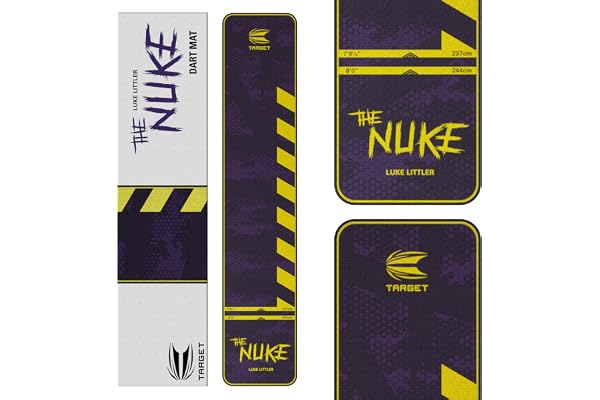 Target Darts Luke Littler Tapis de fléchettes The Nuke Darts | Tapis de fléchettes avec Pointe Souple et Pointe en Acier Distance de Ligne de Projection | Tapis antidérapant pour la Protection du Sol