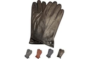 AKAROA ESTD 2019 Lederhandschuhe Herren MAX, Touchscreen Funktion, italienisches Leder, recyceltes Strickfutter aus 50% Kaschmir und 50% Wolle, 5 Größen S - XXL