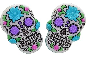 Bluebubble DIA DE LOS MUERTOS Blue Flower Skull CLIP ON Earrings on Gift Card