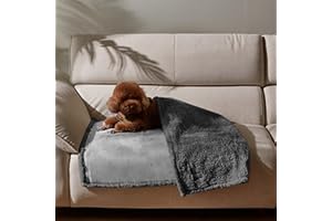 Pawsee Manta para Perro Impermeable, Lavable Cama para Perro de Felpa y Antideslizante Impermeable con Suave Sherpa para Perro Manta para Mascotas