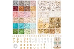 RUBY 3mm Perles pour Bracelet Morandi pour Perles de Rocaille, à Enfiler, Mini Perles Bracelet Kit de Perles en Bois, à Enfiler pour Noël, Kit de Fabrication de Bracelets, Fêtes, Vacances