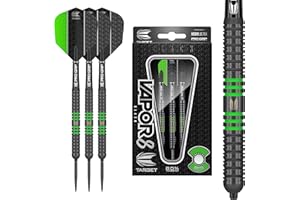 TARGET DARTS Bullydarts Cible Vapor 8 Noir 21 g 23 g Vert Jeu de fléchettes en tungstène, Vapor 8 trajets, Pro Grip tiges, Portefeuille