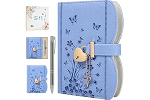 ‎HWXBEN HwxBen Süßes Tagebuch mit Schloss für Mädchen – Wundervolle Geschenkidee in Geschenkbox mit Stift und Lesezeichen – Nachfüllbares B6 Geheimnis-Notizbuch mit 244 Seiten – Farbe: Hellblau