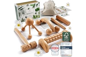‎HELDSON HELDSON® Premium Massage Set Holz [6 Teile] FSC®100% - Diverse Massagegeräte & Massage Roller - Fußmassage, Kopfmassage, Triggerpunkt Drücker - Entspannung Therapie Tools - Anti Cellulite, Stress