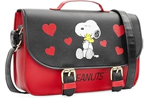 Peanuts Bolso Bandolera Niña Adolescentes Mujer Snoopy Bolso de Mano Regalos para Ella Negro Pequeño Cruzada