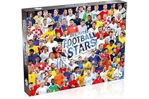 Winning Moves Puzzle 1000 Pieces World Football Stars + Poster – Stars du Football Mondial – Équipes emblématiques, Joueurs célèbres pour passionnés et Fans de Foot