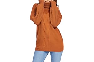 BEYOVE Damski sweter z golfem, oversize, dzianinowy sweter na co dzień, luźny sweter z golfem, sweter na zimę