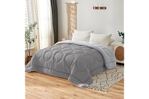 NOVOTEXTIL Edredón Cama 135 (230x260), Relleno Nórdico de Fibra 350 g/m² - Edredón Nórdico Bicolor Invierno Suave, Ligero, Reversible y Transpirable (Gris/Gris)