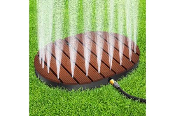 Jaxguom Douche de jardin, douche de sol, douche extérieure, 22 buses en cuivre et roue, aspect bois WPC, antidérapante, résistante aux intempéries, jusqu'à 4 m de hauteur, douche de piscine, douche de