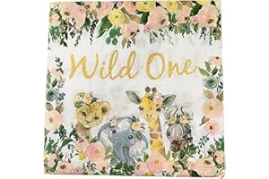 CFIBGDK Happy Safari Animals Birthday Party Paper Napkins, Baby Shower Party Supplies Decorations, Pack of 20