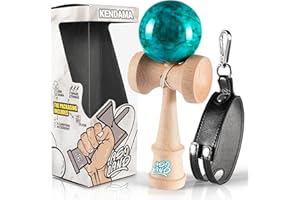 ASOLAND Kendama – Gioco in Legno Tradizionale - Giocattolo Giapponese per Bambini e Adulti - Migliora i Riflessi e la Destrezza - Kit Completo per Professionisti e Principianti (Blu Marmorizzato)