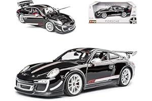 BBURAGO PORSCHE Porsche 911 997 GT3 RS 4.0 Coupe Schwarz Silber 2004-2012 1/18 Bburago Modell Auto mit individiuellem Wunschkennzeichen