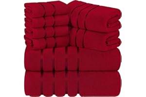 Utopia Towels - Set Di Asciugamani Di Lusso Da 8 Pezzi, 2 Asciugamani Da Bagno, 2 Asciugamani A Mano e 4 Strofinacci, Altamente Assorbenti 97% Cotone Filato Ad Anello(Rosso)