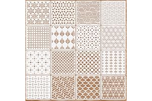 OOTSR 16 DIY Stencil per Pittura, 15x15cm Stencil in Plastica Riutilizzabili Stencil per Pittura per Scrapbooking Fai-Da-Te, Legno, Parete, Pavimento, Design di Mobili