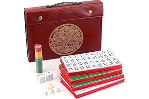 Mose Cafolo Chinese Mahjong Set X-Large 146 Numbered Melamine 1.5" Large Size Tile with Carrying Travel Case, English Manual, Pro Complete Mahjongg Game Set (Majiang, Mah Jongg)