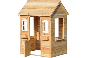 dobar-94810FSCe Giardino con fioriere, casetta in Legno per Bambini, 107 x 94 x 114,5 cm, Colore Naturale, 94810FSCe