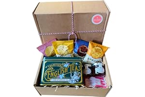 THE LITTLE GIFT BOX CO. LONDON Tea Gift Set Hamper with Biscuits. English Breakfast Tea in Vintage Tin, British Jam, Marmalade & Border Biscuits. Luxury mini Hamper for Men, Women or small Afternoon tea gift. (Fine Afternoon Tea)