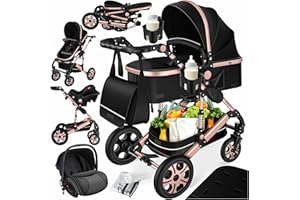 KESSER® Loops 3 in 1 Stroller combo juego completo de sillas de paseo incl. Asiento deportivo para bañera y silla de paseo, neumáticos de caucho macizo, bolso cambiador