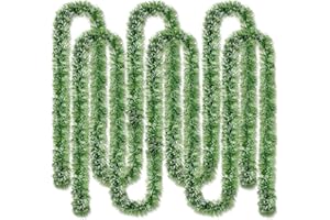 GEOSAR Weihnachtsgirlande Künstliche Kieferngirlande Feiertag Girlande Weiche Grüne Girlande für Weihnachtsbaum Garten Hochzeit Partyzubehör Treppe Kamin Deko Drinnen Draußen (98 Fuß, Grüne Frostspitze)