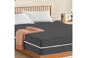 MGB Premium Zipped Mattress Protector Full Encasement Anti Bed Bug Mattress Zip Cover 30cm Deep & Hypoallergenic Matress Covers with Double Side Zipper Closure (Dark Grey, Double)