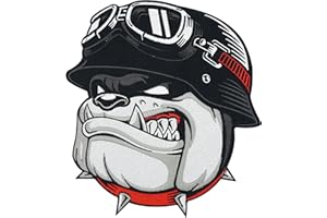 Finally Home Toppa termoadesiva per giubbotti in pelle, da motociclista, da uomo, con logo Bulldog, da applicare con ferro da stiro