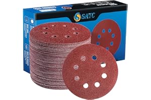 S SATC SATC 125mm Sanding Discs 72Pcs Orbital Sander Discs Hook and Loop 125mm Sanding Pads for Random Orbital Sander, 40 60 80 120 180 240 320 Grits Sanding Discs