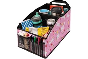 Lusso Gear Organizador de asiento de coche para asiento delantero o trasero, ideal para adultos y niños, cuenta con 9 compartimentos de almacenamiento para juguetes, revistas, pañuelos, mapas, libros,