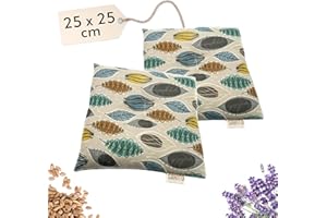 SAKITO 2 (uds) Saco Semillas Microondas (25x25 cm) - Cojin Térmico Natural para Cervicales y Lumbalgia, Uso en Calor o Frio - Gran Retencion de Calor - Muy Duradero, Tela de Primera Calidad - Aroma a Lavanda
