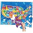 Momo & Nashi United States Puzzle For Kids-70 Piece-Usa Map Puzzle 50 States With Capitals-Childrens Jigsaw Geography Puzzles For Kids Ages 4-8,5,6,7,8-10 Year Olds-Us Puzzle Maps For Kids Learning