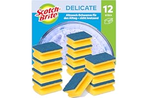 Scotch-Brite Delicate, nicht kratzender Spülschwamm, 12 Stück pro Packung - Allzweck-Schwamm für den Alltag, Blau - Kratzfrei