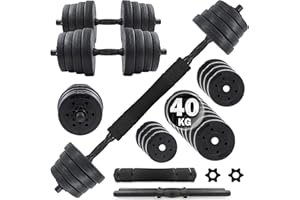 C.P. Sports 2in1 Kurzhantel – Langhantel Set 20kg / 30kg / 40kg | Hantelscheiben – Gewichte – Hantelstangen | verstellbare Hanteln – Hantelset für Krafttraining, Fitness, Home Gym