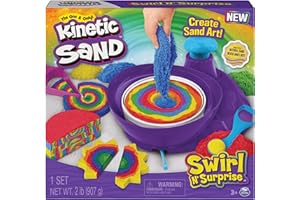 Kinetic Sand, Swirl N’ Surprise Playset with 907g of Play Sand, Including Red, Blue, Green, Yellow, and 4 Tools, Sensory Toys for Kids Aged 3 and up