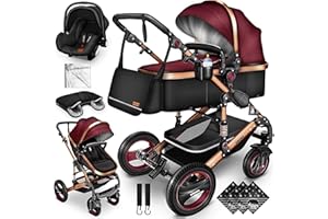 KIDUKU® Carrito de Bebé 3 en 1 | Silla de Paseo para Niños | Carricoche de 3 Piezas | Capazo, Cambiador, Cubrepiés | Sillita Coche Ligera Infantil ECE R129