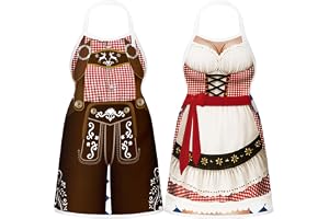 Zosutetoxo Oktoberfestförkläde för par, roligt dirndl-köksförkläde, festtillbehör för kvinnor och män