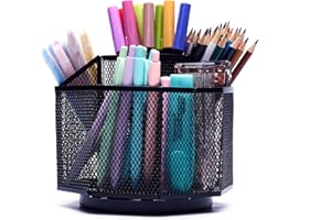 EXERZ Desk Organiser/Mesh Desk Tidy Caddy/Pencil Holder/Multifunctional 360 Rotating