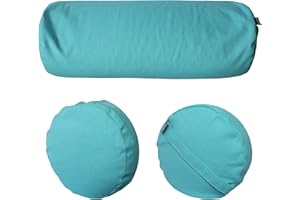 VLFit Yoga Bolster, Eco Friendly Buckwheat Bolster, 61cm x 23cm, Removable Washable Cover, Ideal for Yoga, Meditation and General Support (TEAL)