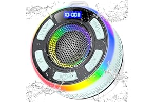 PRSCFUM Cassa Bluetooth Doccia, Altoparlante Bluetooth IP7 Impermeabile con Ventosa, 360°Associazione Stereo Cassa Bluetooth Portatile con LED, 8H Chiamata Senza Mani per Viaggi Doccia Esterno, Ciano Chiaro