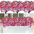 Weldomcor 9 Bundles Fake Flowers Outdoor UV Resistant Artificial Flowers Summer Decoration Floral DIY Tables Party Home Greenery Shrubs Plants Home Garden Decor