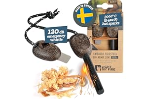 Light My Fire Flint Fire Starter Ferro Rod Survival Tool Fire Steel Army - Bushcraft Gear PRO Flint and Steel Magnesium Fire Starter Kit 3/8” 2-in-1 Fire Starters for Campfires-12,000 Strikes