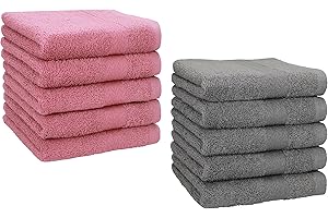Betz Lot de 10 Serviettes débarbouillettes lavettes Taille 30x30 cm en 100% Coton Premium Couleur Vieux Rose et Gris Anthracite