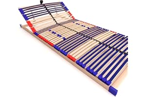 stabiler Lattenrost 100% BUCHE Lattenrahmen - Kopfteil verstellbar - SCHULTERFRÄSUNG, 7 Zonen, 42 Federleisten, Härte-Regulierung, Mittelgurt - VARIO SLEEP BEST 42® unmontiert (100x200cm)