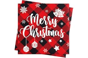 AFYHH Servietten Weihnachten Deko 40Stück Rot Servietten Tischdeko Weihnachten Serviette weihnachtsservietten Geburtstag Merry Christmas Napkins Weihnachts Tischdeko Weihnacht Papierservietten 33x33cm