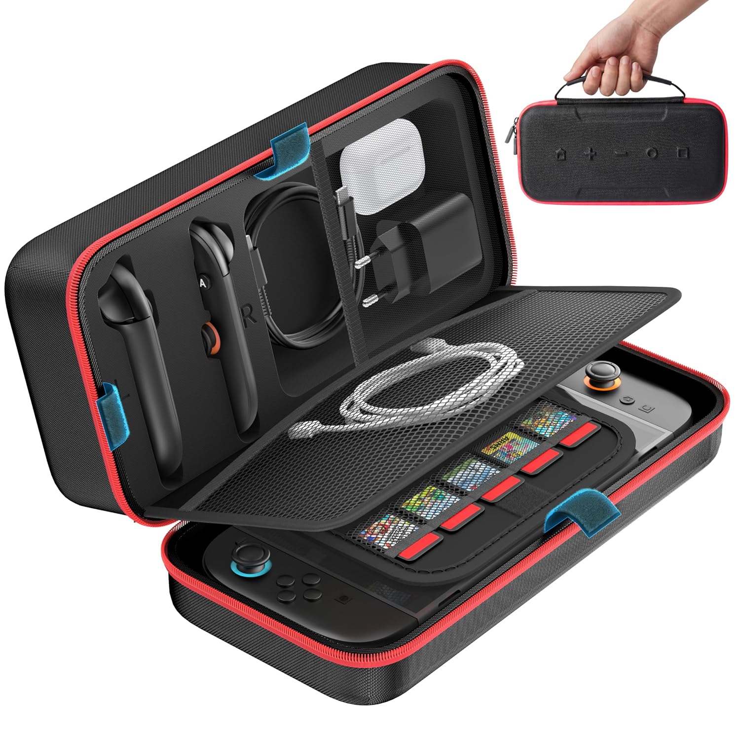 OIVO Funda Switch 2 para Nintendo Switch OLED/Original, Bolsa Switch para Joy-con 2 y Consola, Estuche Protectora de Transporte para Switch 2 para 26 Ranuras de Juego y Accesorios - Rojo