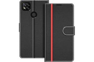 COODIO Funda Xiaomi Redmi 9C con Tapa, Funda Movil Xiaomi Redmi 9C, Funda Libro Xiaomi Redmi 9C Carcasa Magnético Funda para Xiaomi Redmi 9C, Negro/Rojo
