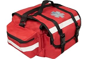 Primacare KB-RO74-R First Responder Bag for Trauma, Professional Multiple Compartment Kit Carrier for Emergency Medical Supplies, Red, 17 x 9 x 7 inches