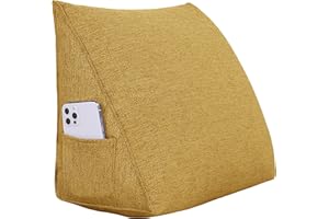 ‎JOHNEAR Johnear Rückenkissen Keilkissen Bett Lesekissen，Rückenlehne Kissen für Sofa Lendenkissen Bettkopfteil, Dreieckige Bettkeil Bücherkissen Stützkissen (Gelb，45cm)