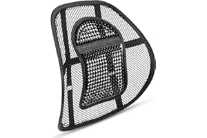 ABN FINEST Lumbar Support for Office Chair Car Seat Back Support Driving Back Rest Backrest Cushion Lower Back Pain Mesh - Ergonomic Portable Breathable Gaming Massage Beads Comfort Black