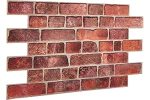 NOVECRAFTO 3D Paneles Decorativos Para Pared Conjunto de de 10 Hojas que cubren 4.61 m² - PVC Paneles Para Paredes Interiores - Tamaño del Panel decorativo pared 96x48cm con Efecto Ladrillo Rojo Profundo